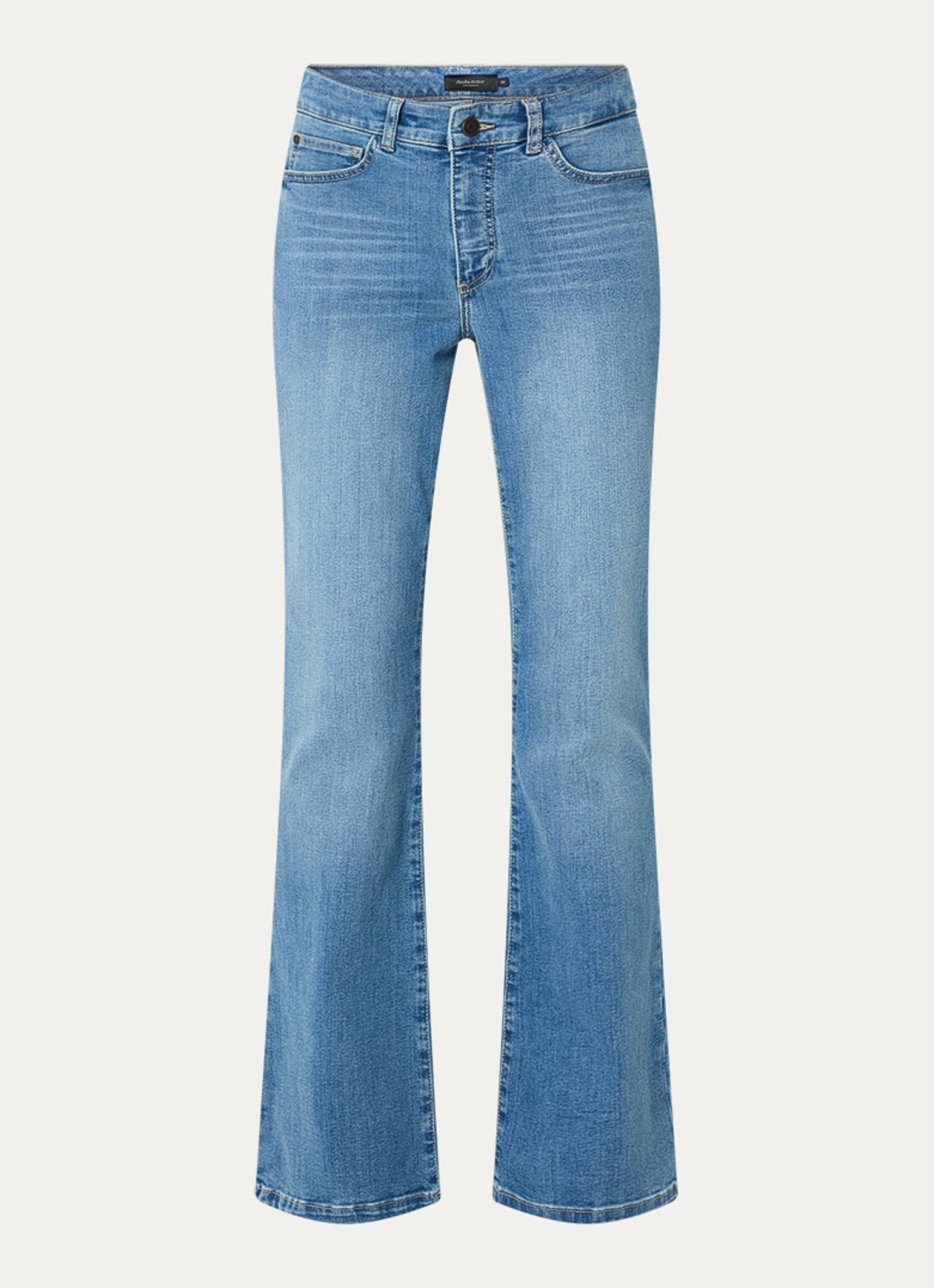 Claudia Sträter Mid waist flared jeans met lichte wassing - voorkant 4 indigo