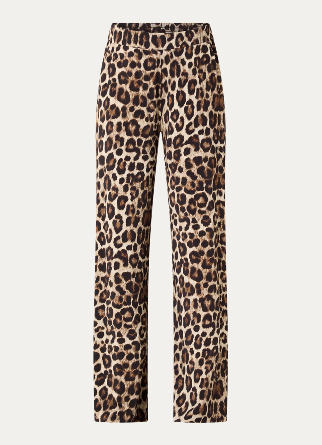 Claudia Sträter Mid waist loose fit broek met steekzakken en panterprint - voorkant camel