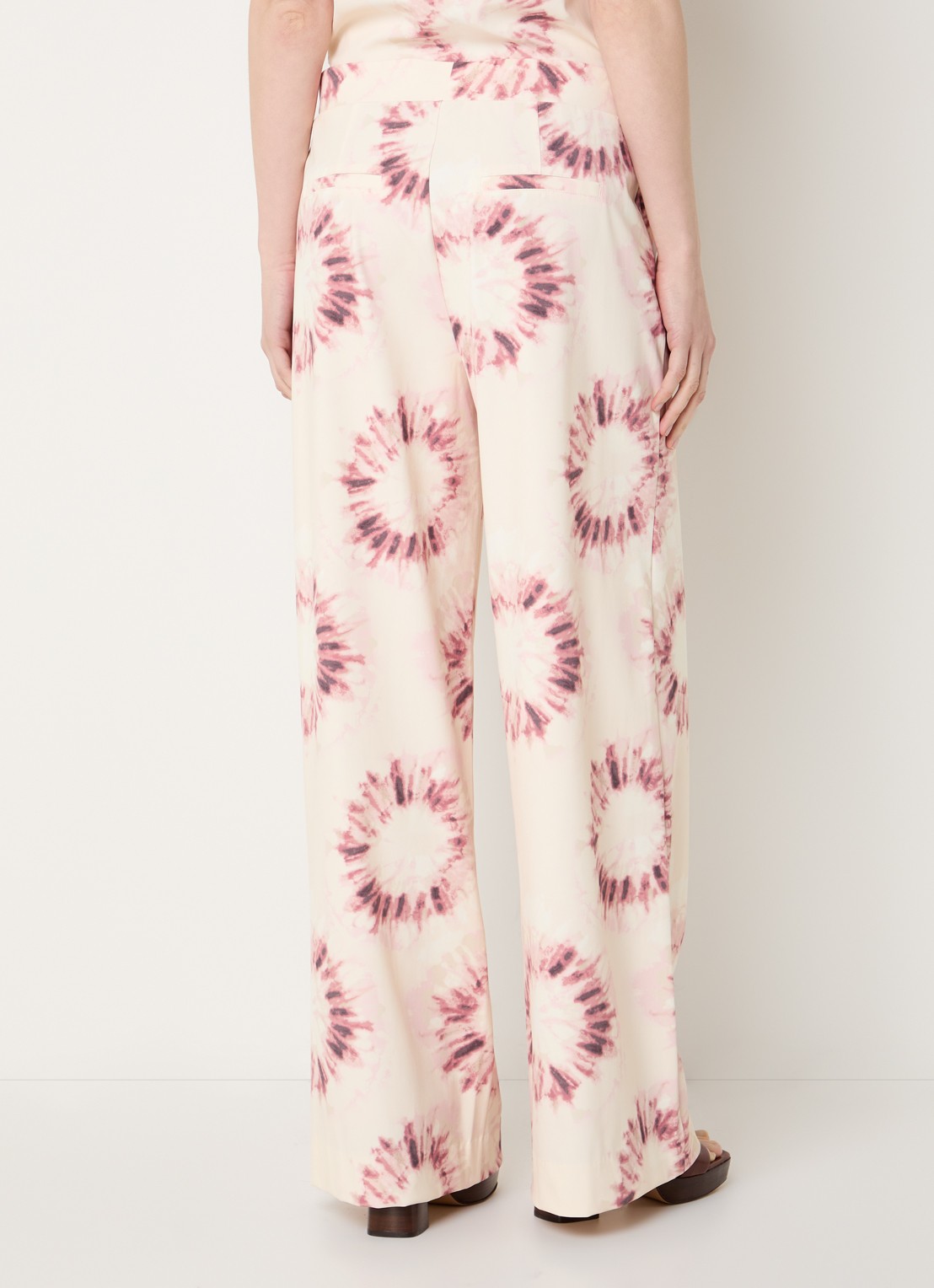 Claudia Sträter Mid waist loose fit broek met tie-dye dessin - achterkant 4 creme