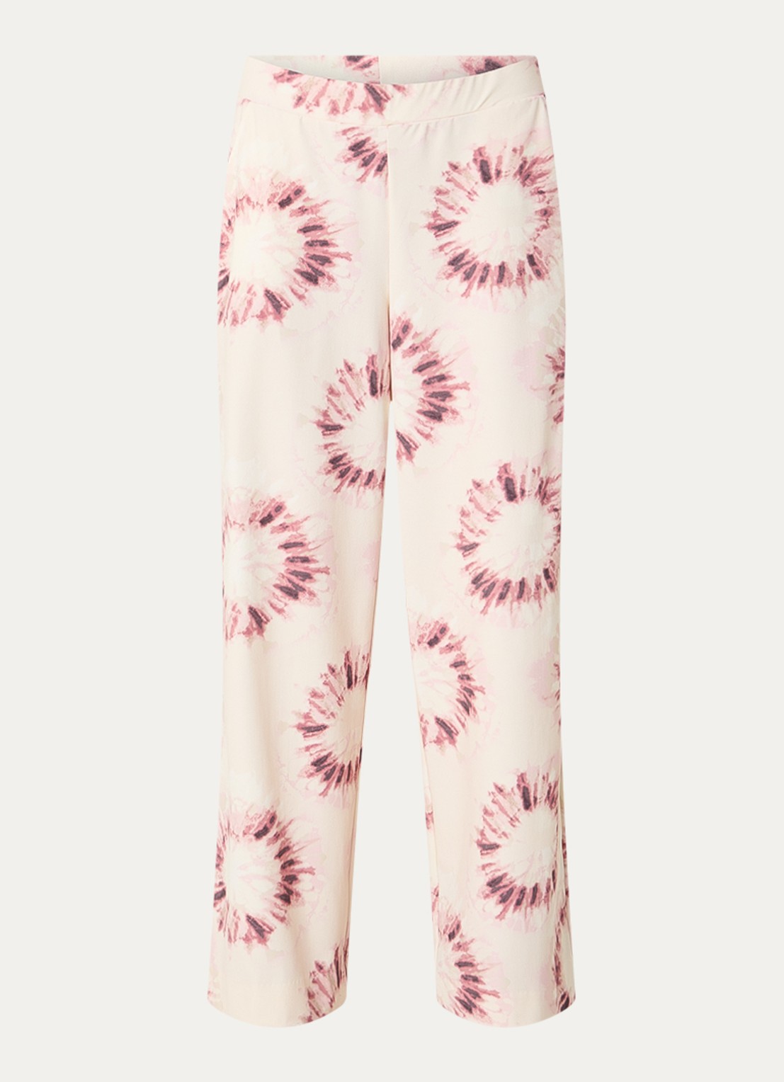 Claudia Sträter Mid waist loose fit broek met tie-dye dessin - voorkant creme