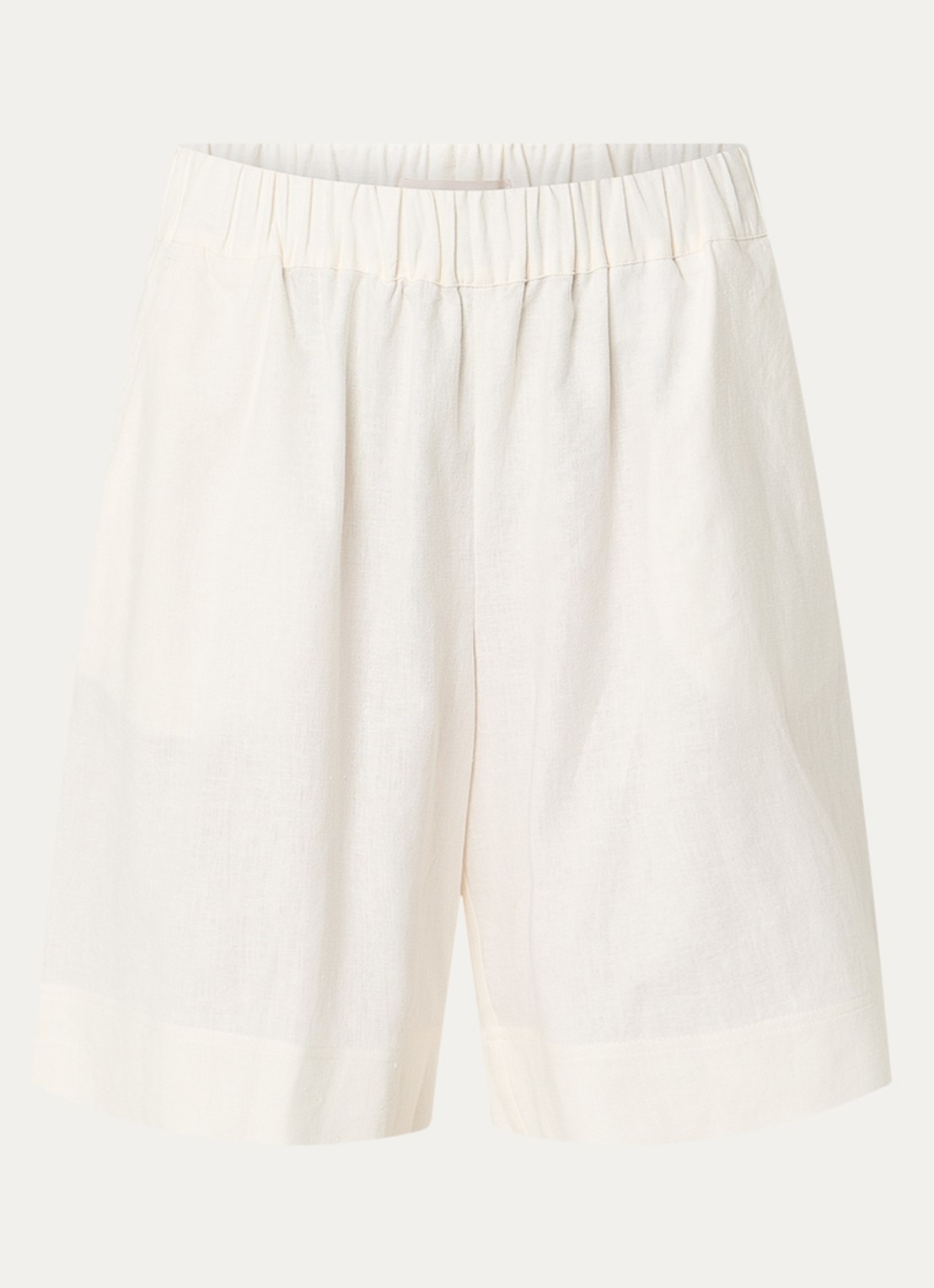 Claudia Sträter Mid waist loose fit korte broek in linnenblend - voorkant gebroken wit