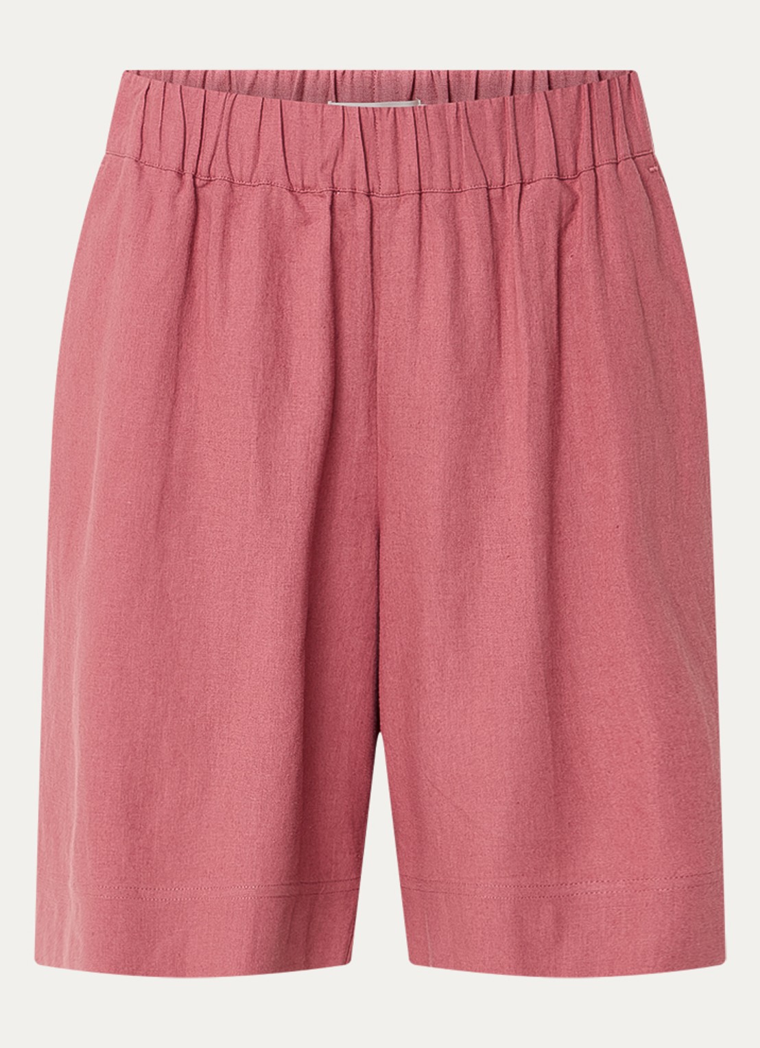 Claudia Sträter Mid waist loose fit korte broek in linnenblend - voorkant 2 oudroze