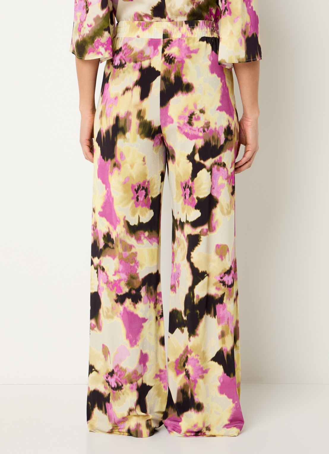 Claudia Sträter Mid waist loose fit pantalon met print - achterkant lichtgeel