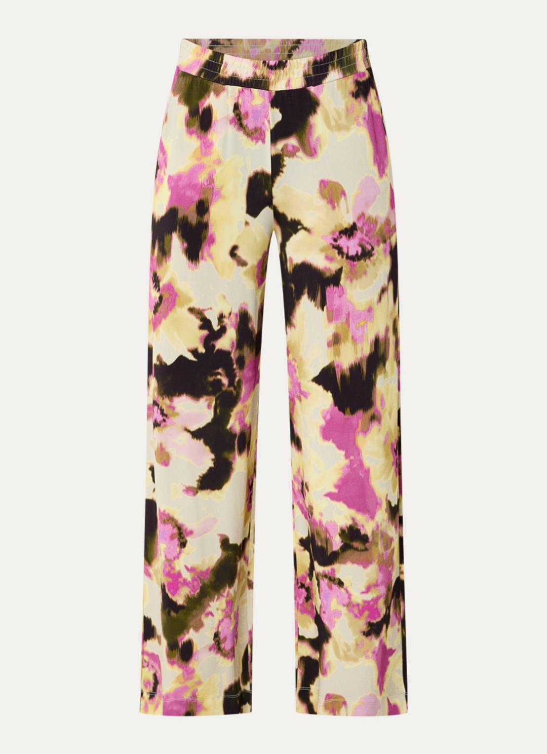 Claudia Sträter Mid waist loose fit pantalon met print - voorkant 2 lichtgeel