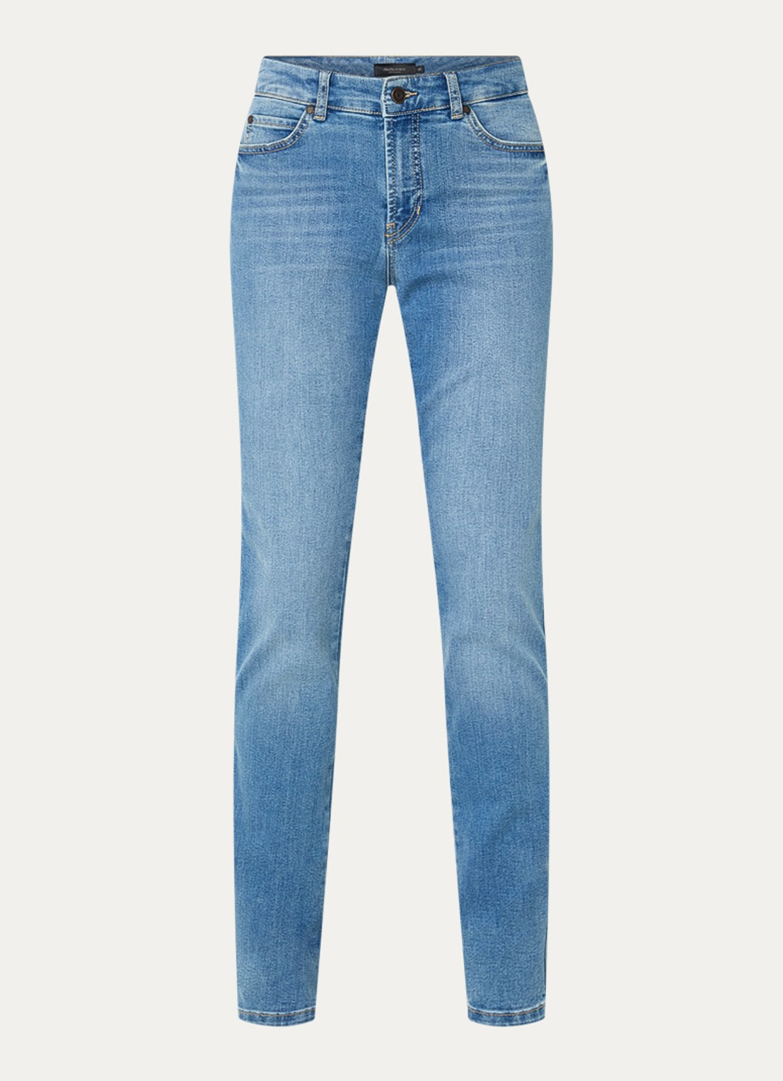 Claudia Sträter Mid waist slim fit jeans met medium wassing - voorkant 3 indigo