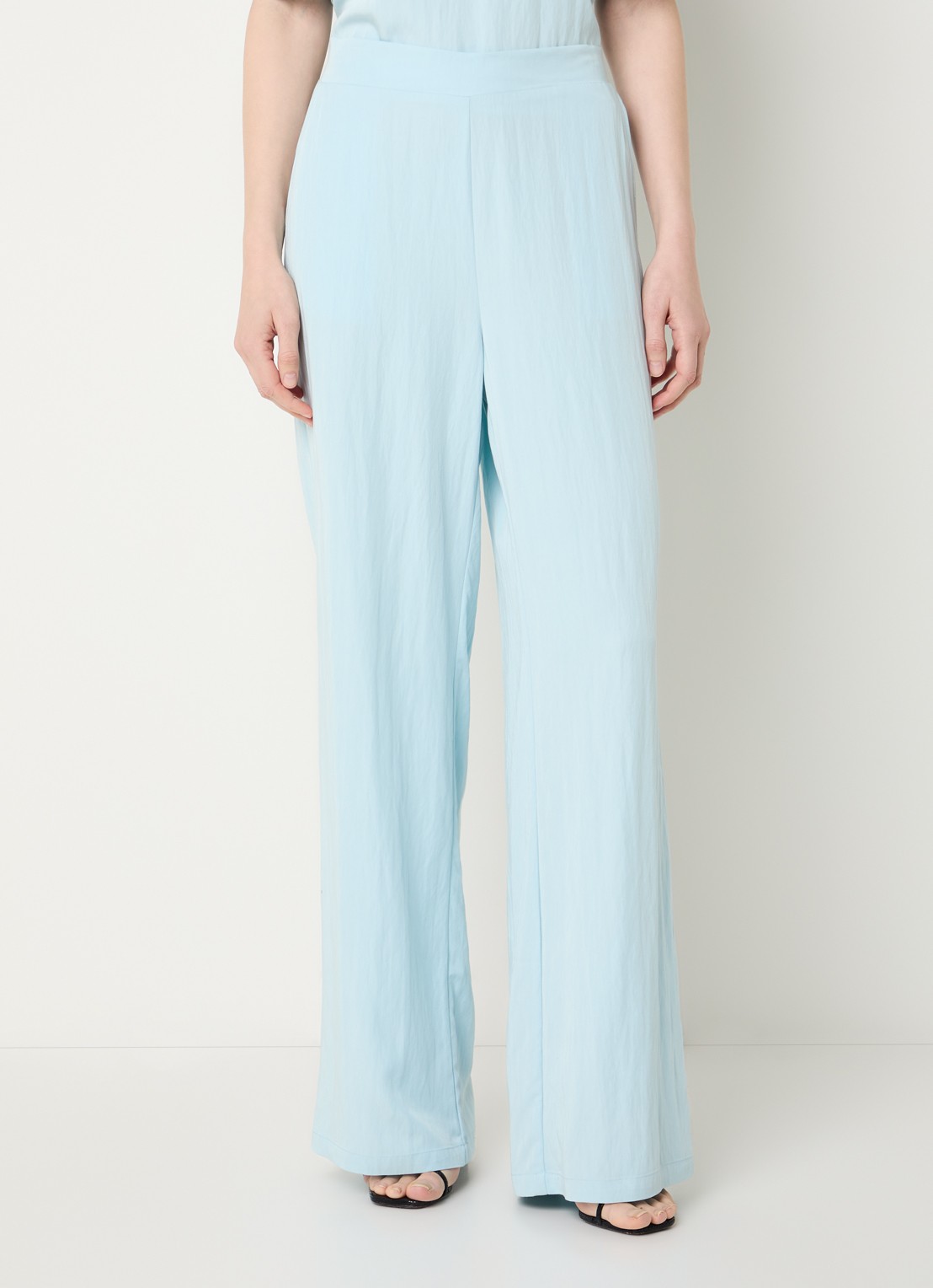 Claudia Sträter Mid waist straight fit broek met steekzakken  - detail 4 lichtblauw