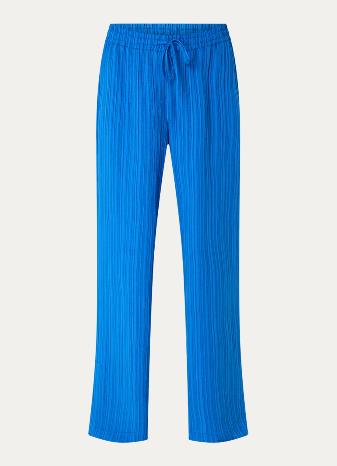 Claudia Sträter Mid waist straight fit broek met streepprint - voorkant 2 kobaltblauw
