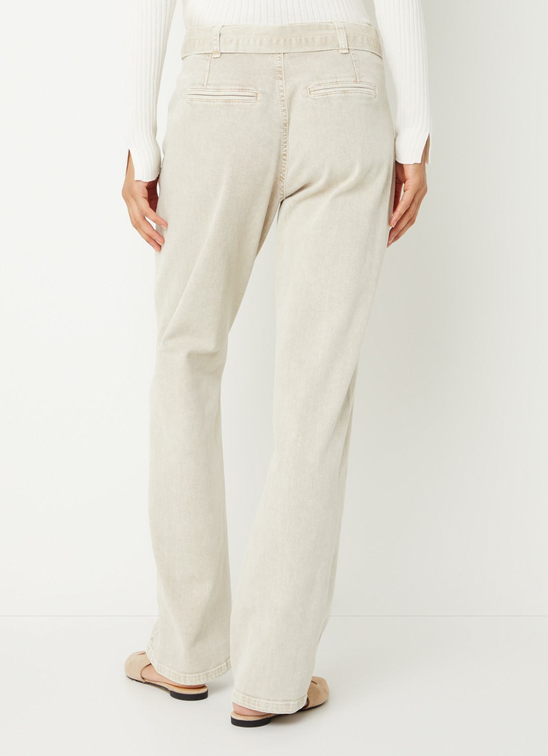 Claudia Sträter Mid waist straight fit jeans met gekleurde wassing en ceintuur - achterkant 3 creme