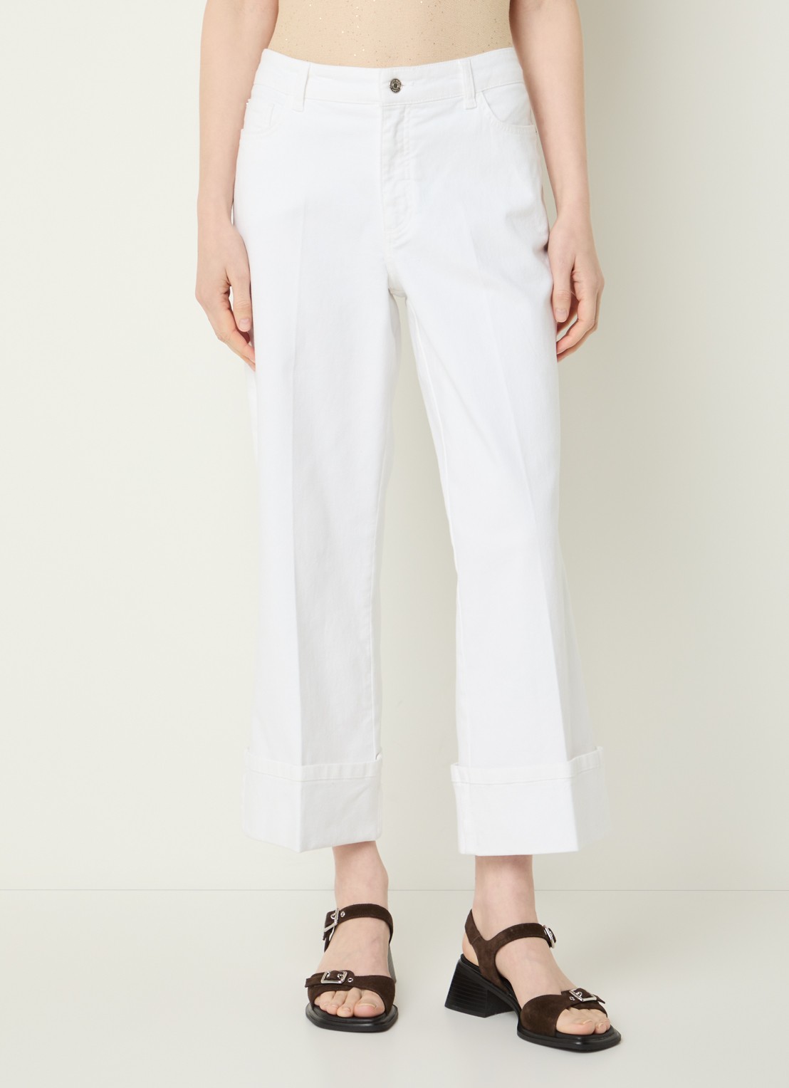 Claudia Sträter Mid waist straight leg cropped jeans met gekleurde wassing - detail 4 wit