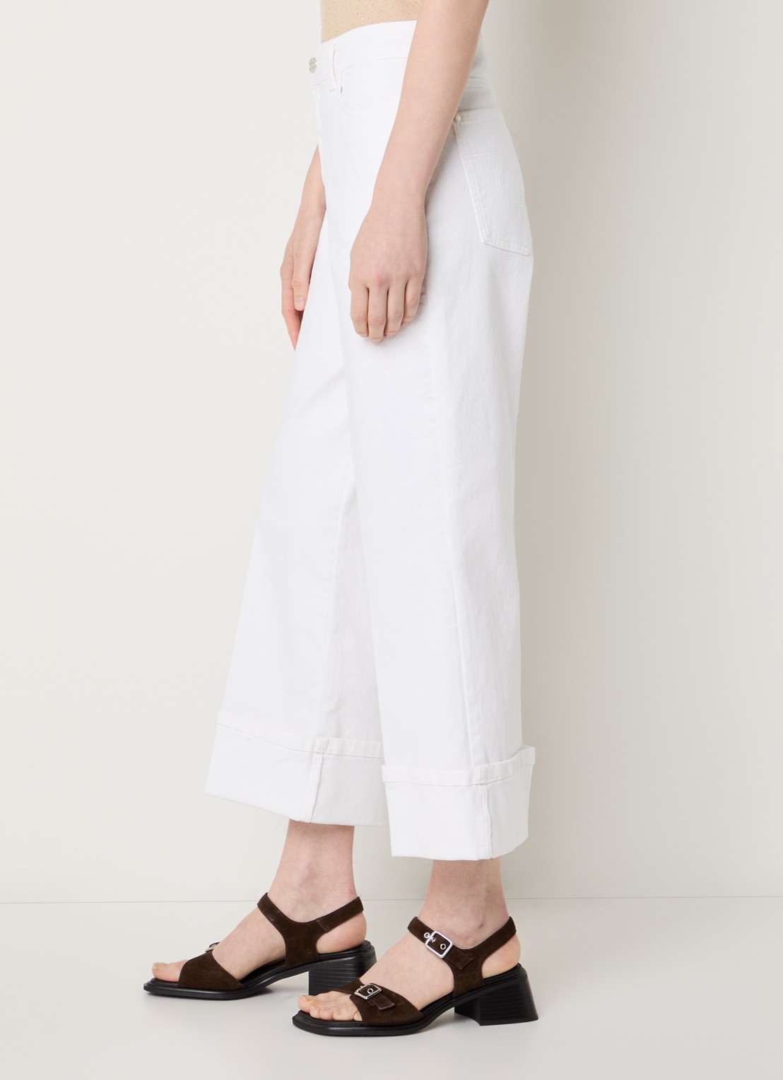 Claudia Sträter Mid waist straight leg cropped jeans met gekleurde wassing - detail 5 wit