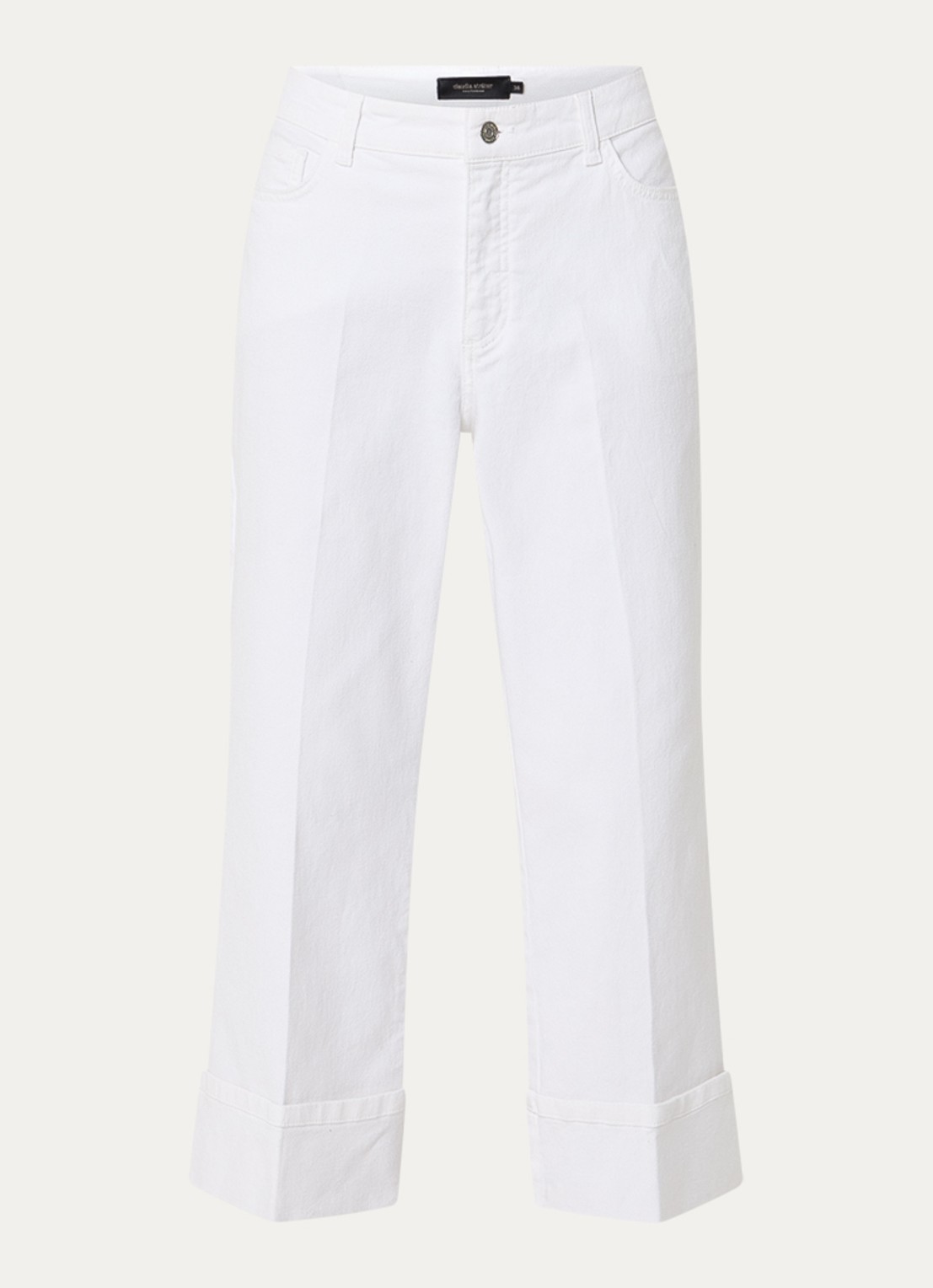 Claudia Sträter Mid waist straight leg cropped jeans met gekleurde wassing - voorkant 2 wit