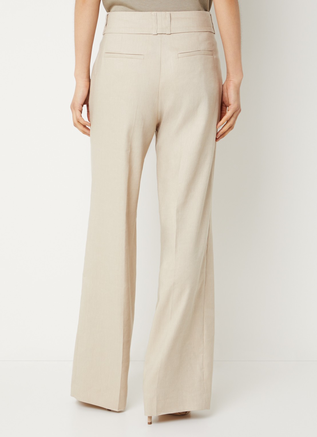 Claudia Sträter Mid waist straight leg pantalon met steekzakken - achterkant 3 beige