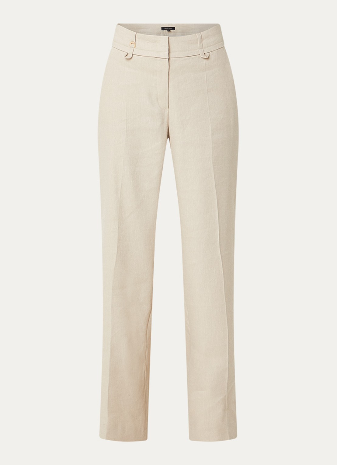 Claudia Sträter Mid waist straight leg pantalon met steekzakken - voorkant beige