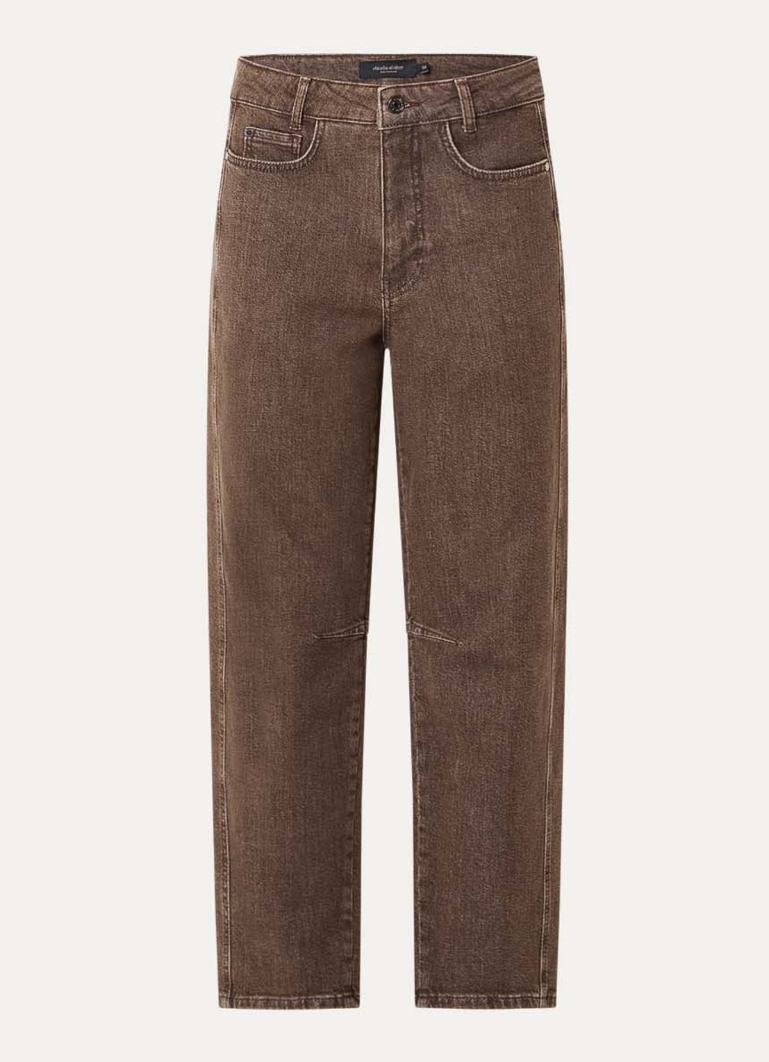 Claudia Sträter Mid waist tapered fit jeans met gekleurde wassing - voorkant 4 bruin