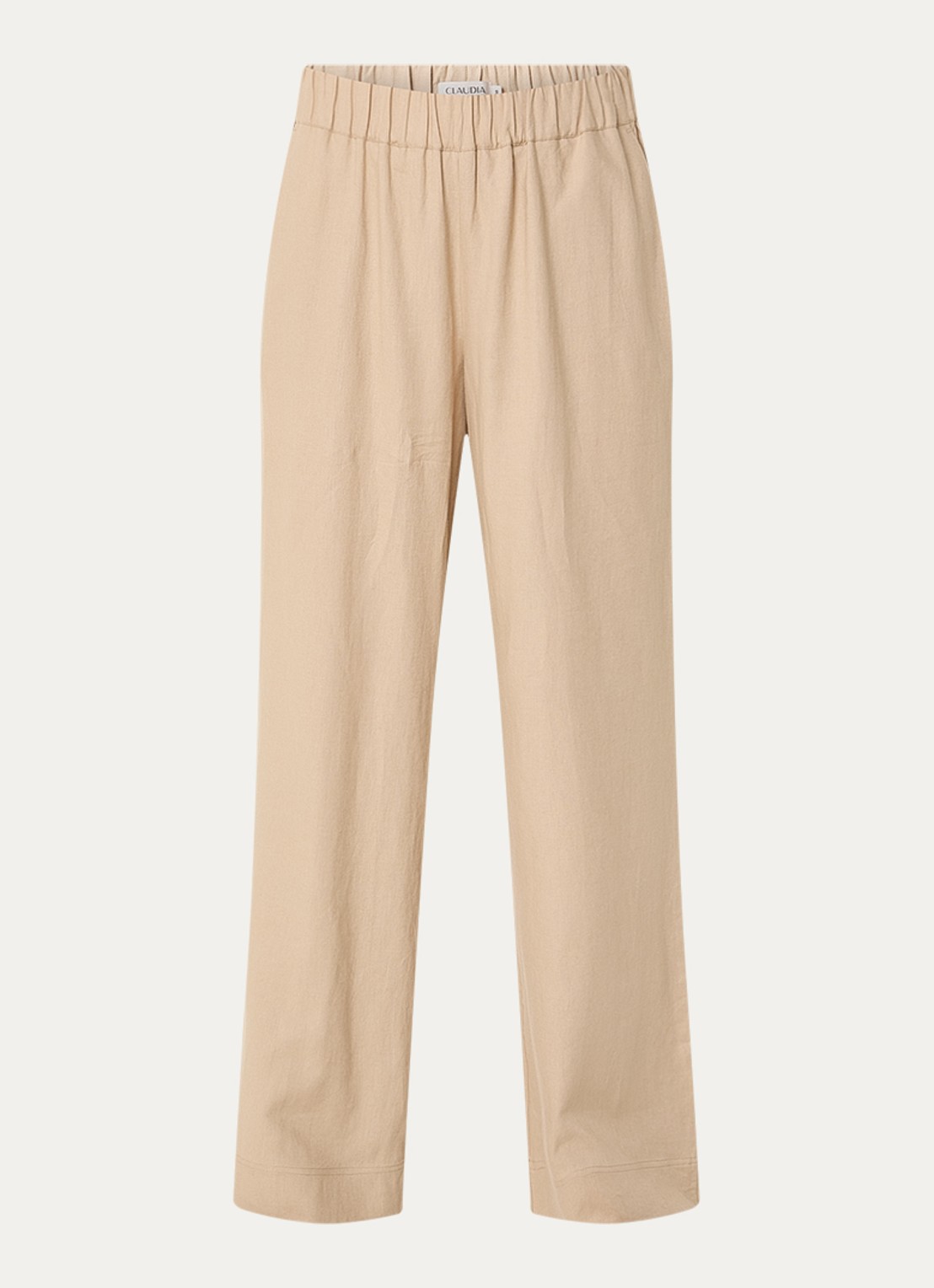 Claudia Sträter Mid waist wide fit broek met steekzakken - voorkant donkerbeige