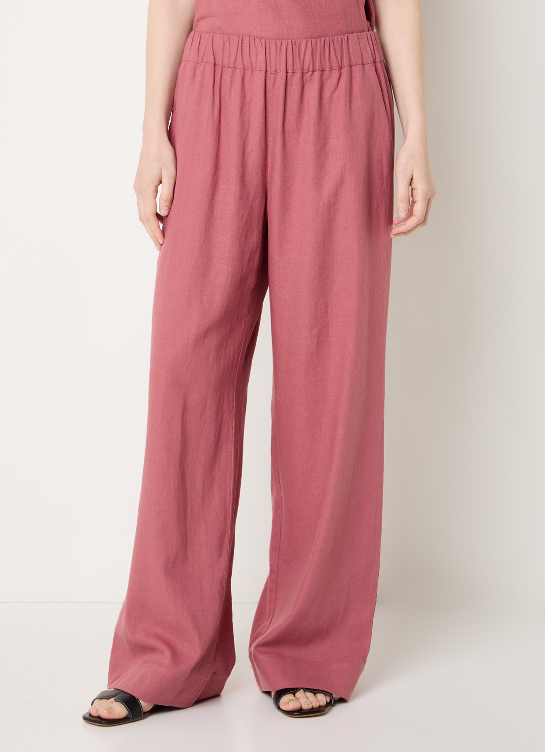 Claudia Sträter Mid waist wide fit broek met steekzakken - detail 2 oudroze
