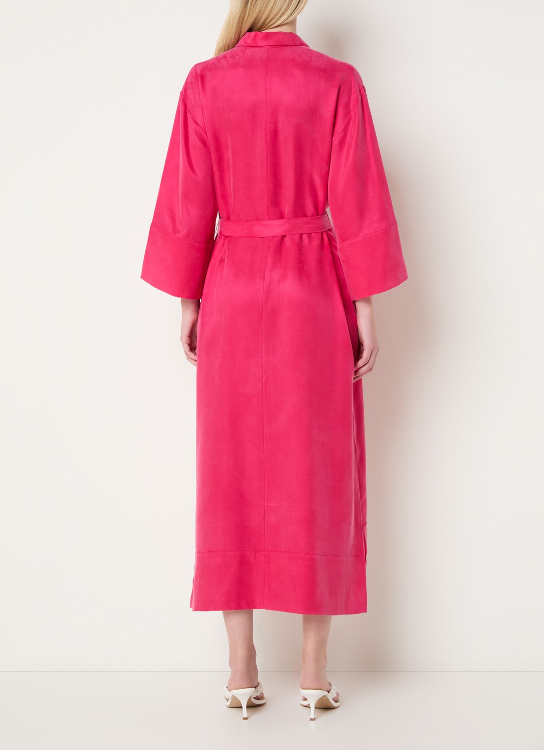 Claudia Sträter Midi blousejurk met ceintuur - achterkant 4 donkerroze