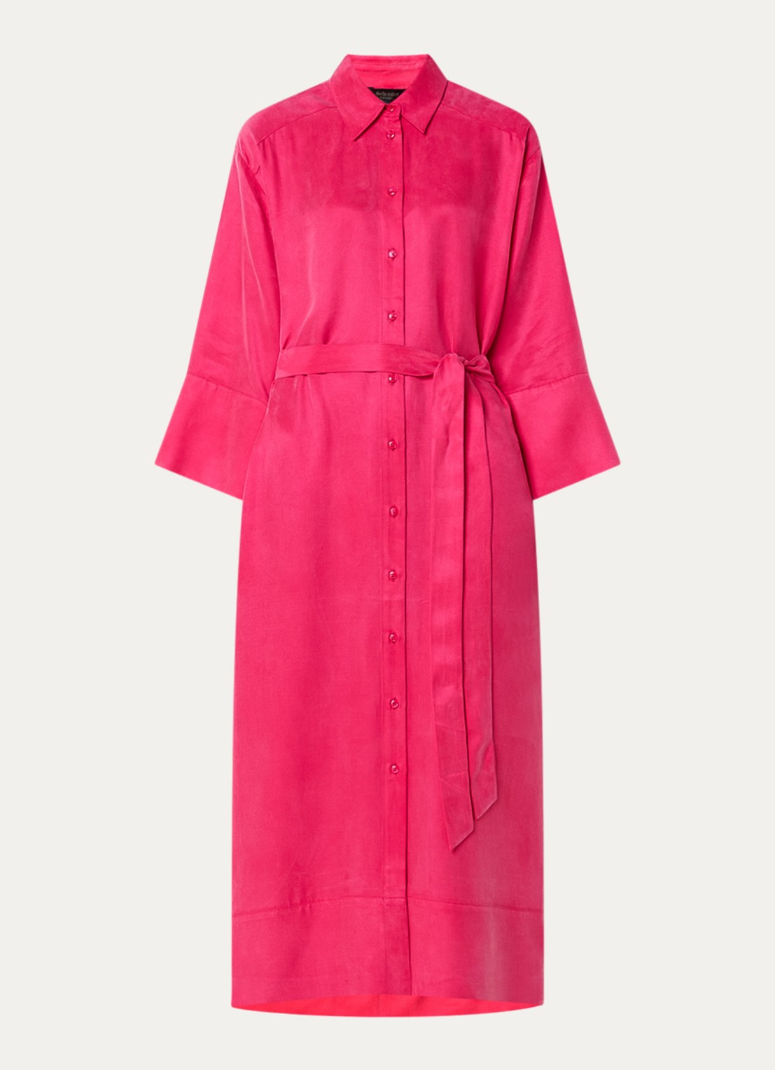 Claudia Sträter Midi blousejurk met ceintuur - voorkant 2 donkerroze
