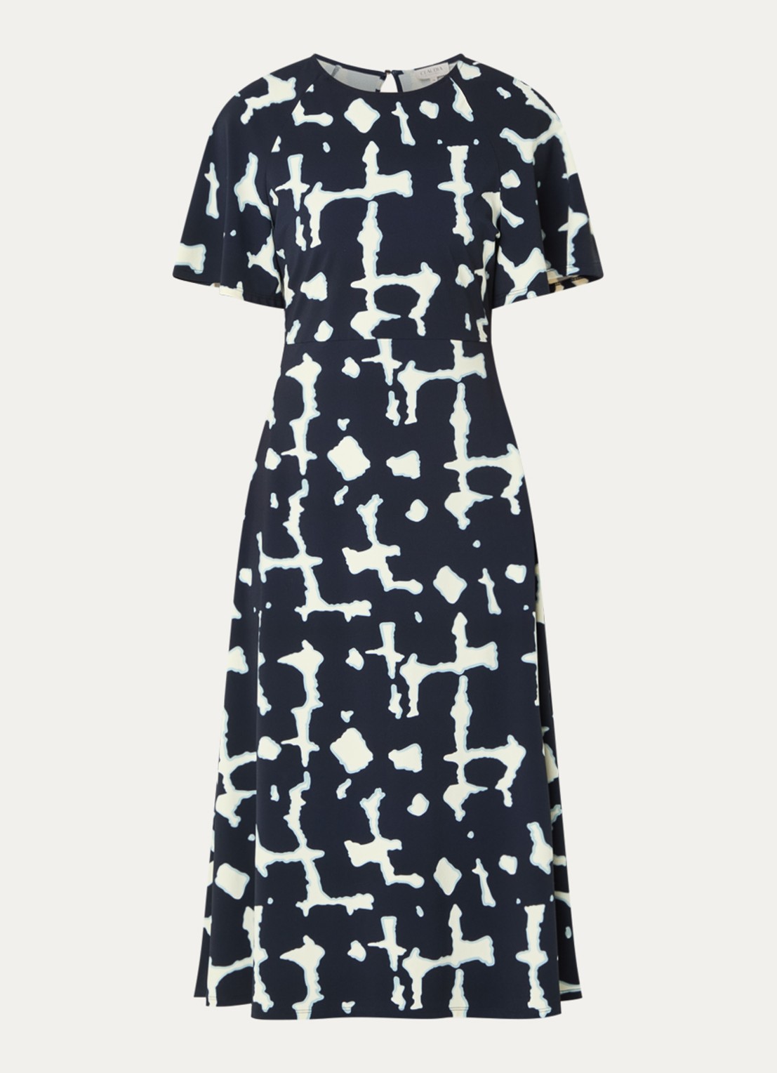 Claudia Sträter Midi jurk met print - voorkant 3 donkerblauw