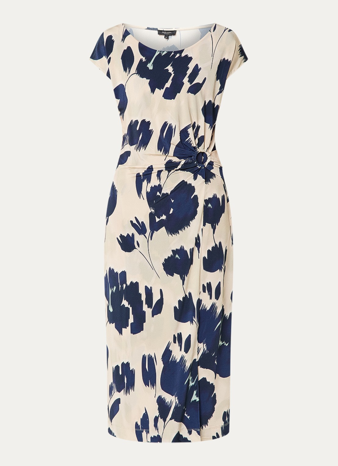 Claudia Sträter Midi jurk van jersey met bloemenprint - voorkant 3 donkerblauw