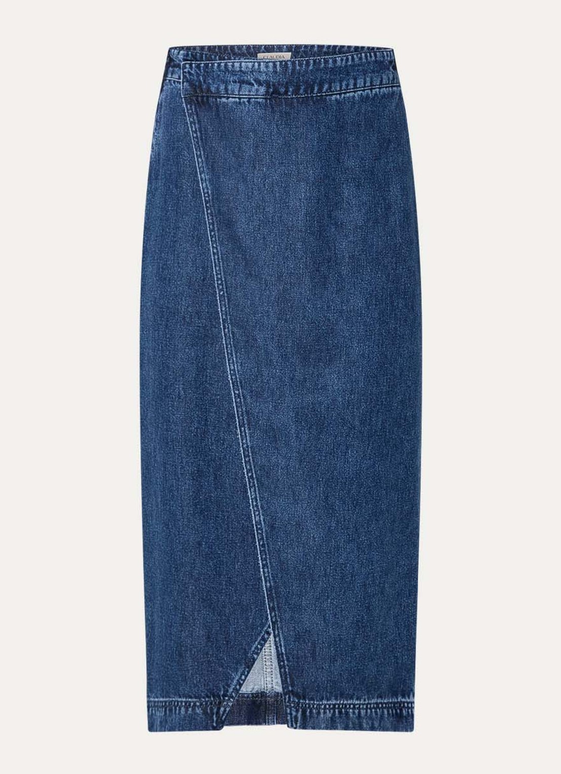Claudia Sträter Midi spijkerrok met split - voorkant indigo