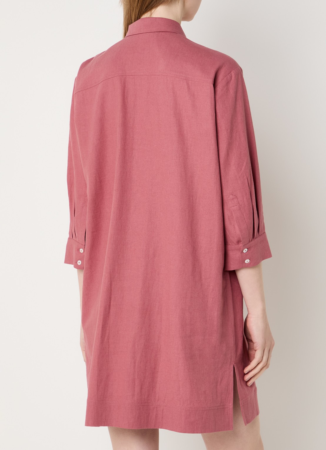 Claudia Sträter Mini blousejurk in linnenblend met borstzak - achterkant 4 oudroze