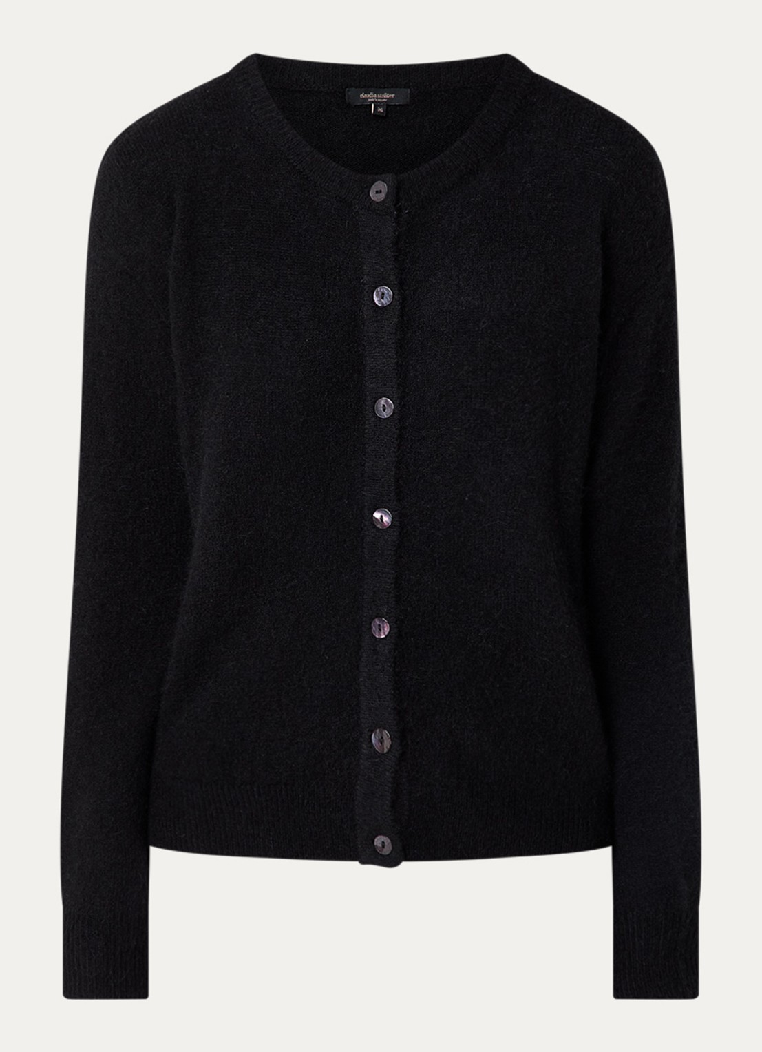 Claudia Sträter Noos fijngebreid vest in alpaca wolblend - voorkant 3 zwart