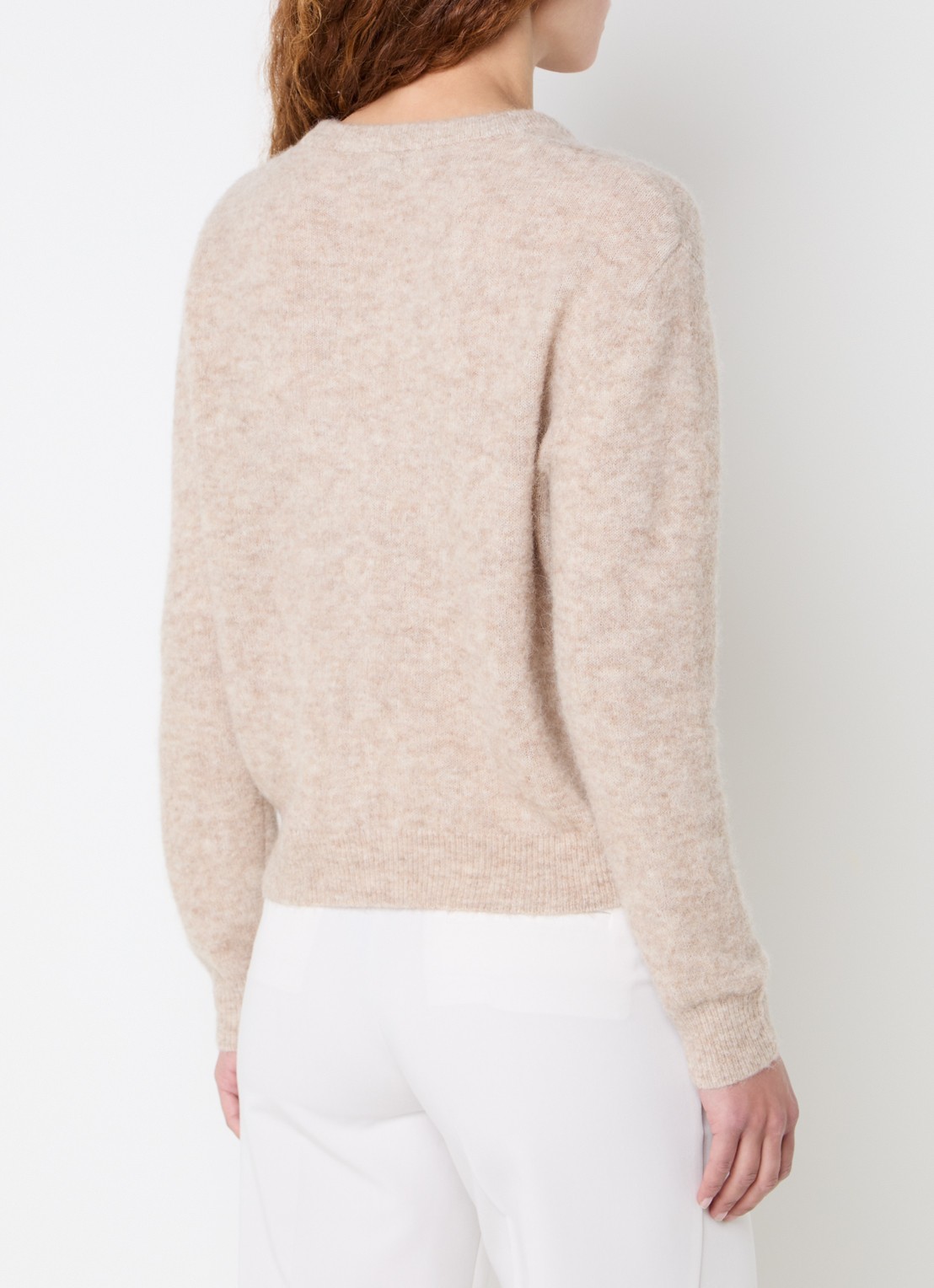 Claudia Sträter Noos fijngebreid vest in alpaca wolblend - achterkant beige
