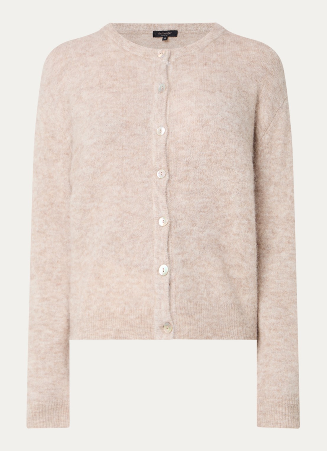 Claudia Sträter Noos fijngebreid vest in alpaca wolblend - voorkant 2 beige