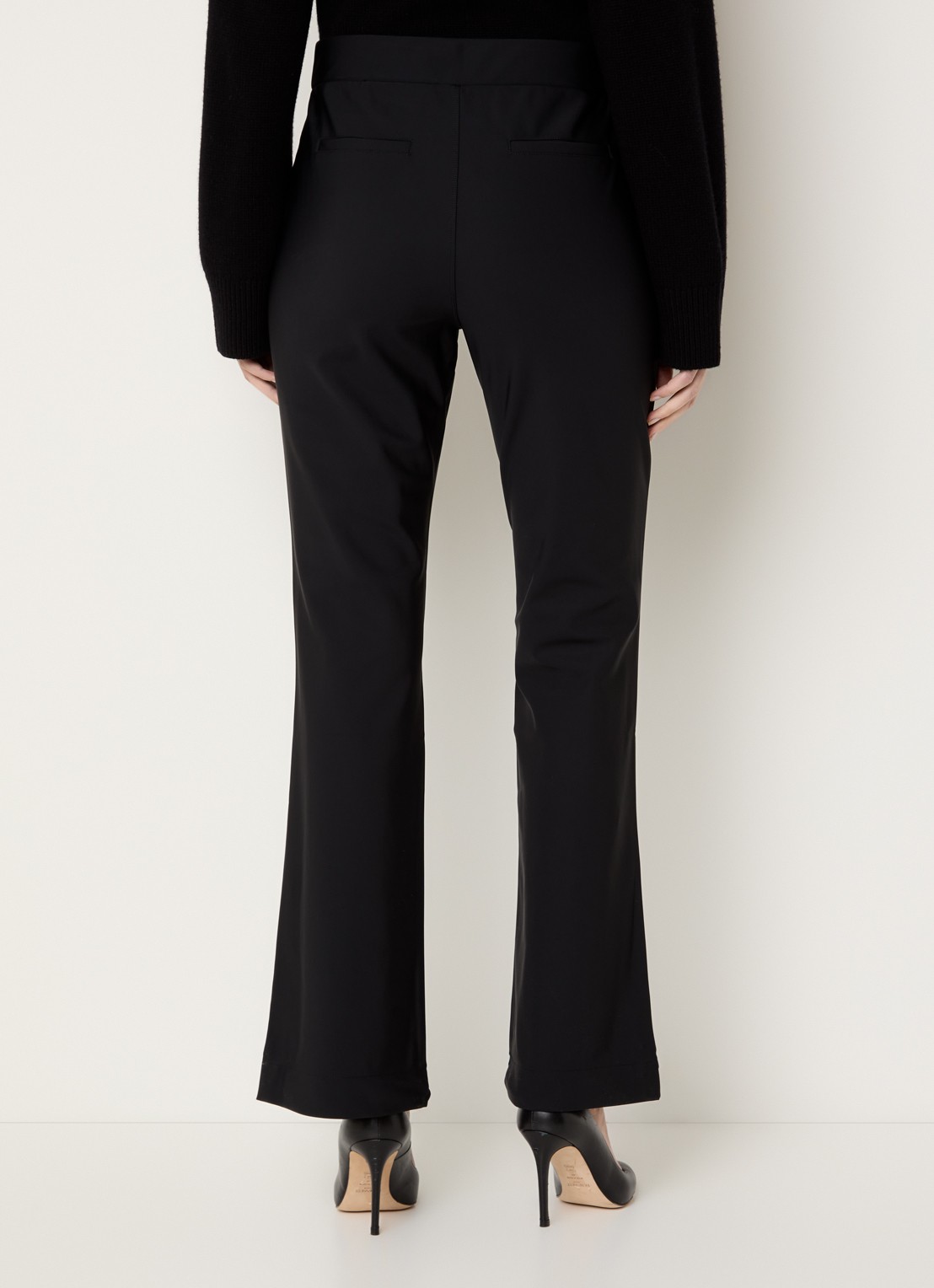 Claudia Sträter Noos high waist flared fit pantalon met steekzakken - achterkant 2 zwart