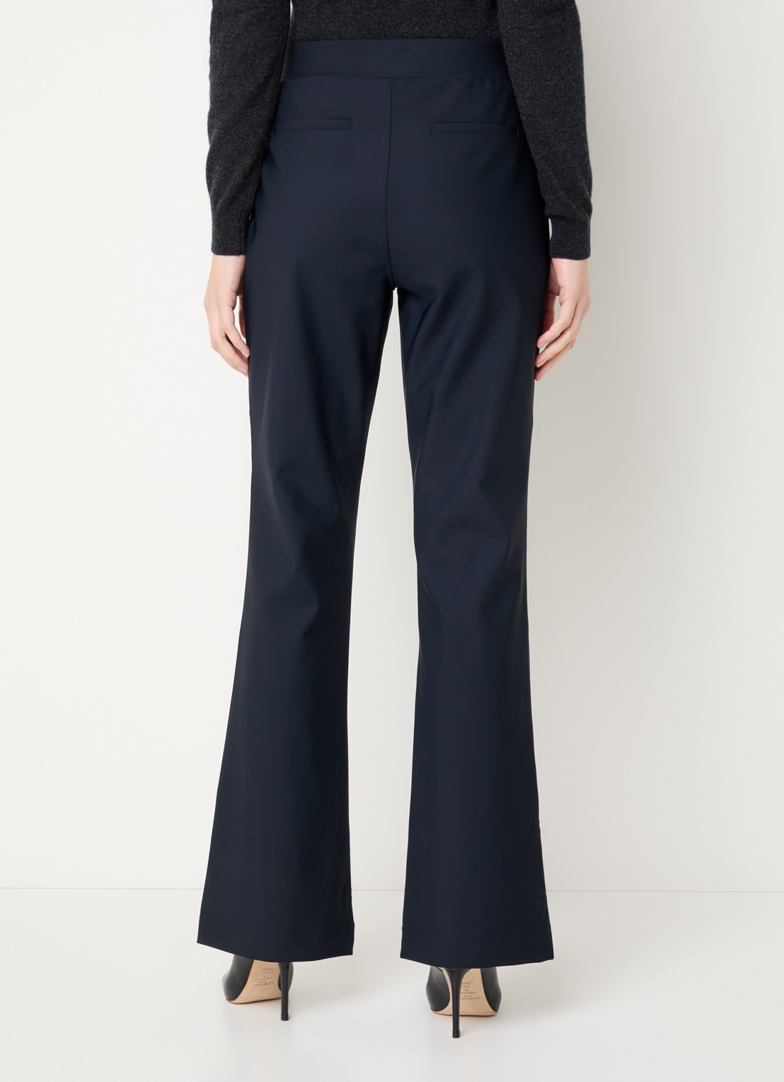 Claudia Sträter Noos high waist flared fit pantalon met steekzakken - achterkant 3 donkerblauw