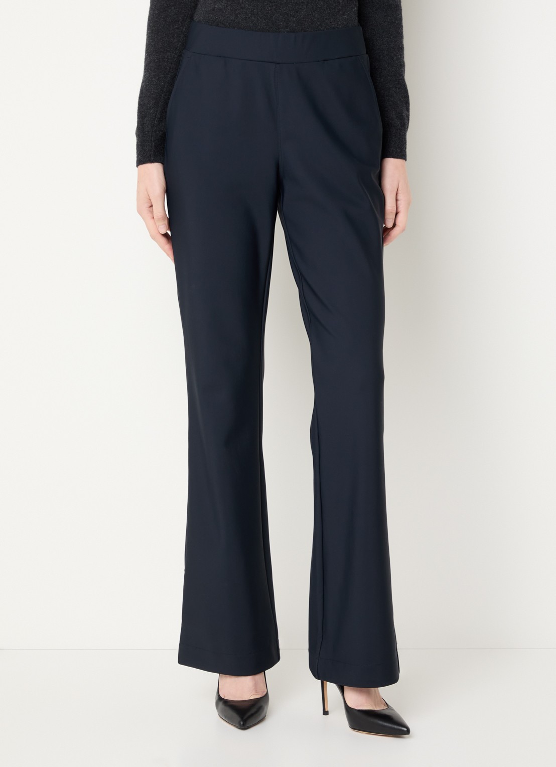 Claudia Sträter Noos high waist flared fit pantalon met steekzakken - detail 4 donkerblauw