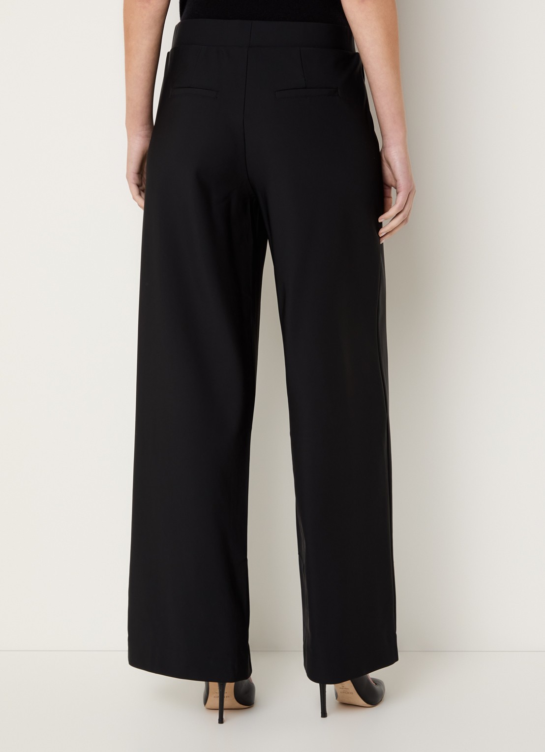 Claudia Sträter Noos high waist wide fit pantalon met steekzakken - achterkant 3 zwart