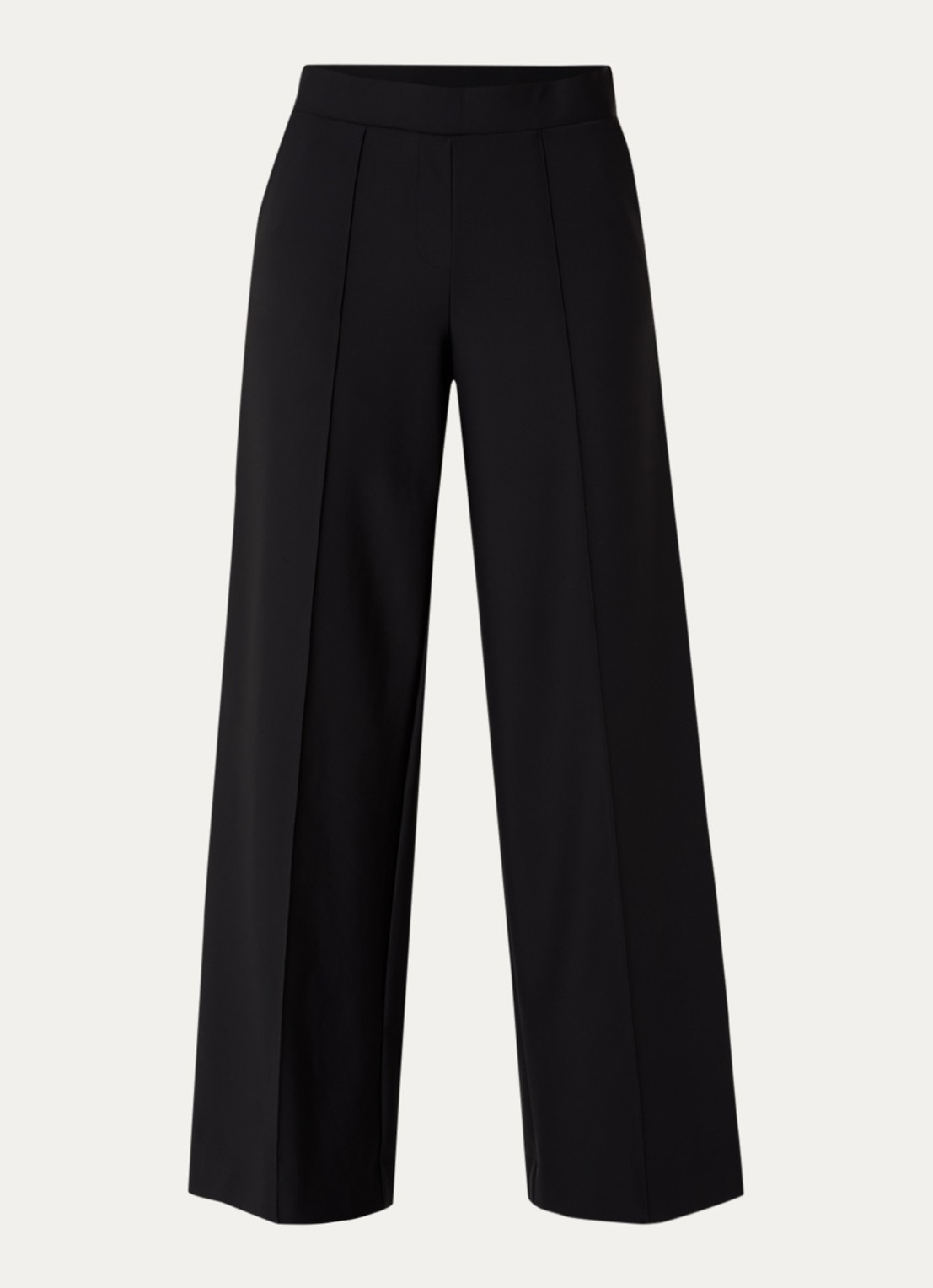 Claudia Sträter Noos high waist wide fit pantalon met steekzakken - voorkant zwart