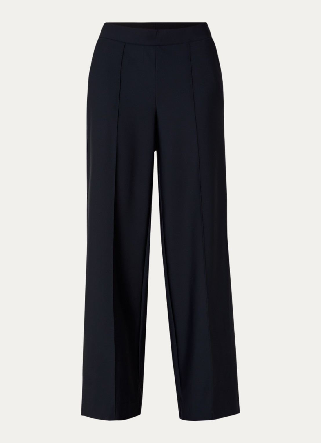 Claudia Sträter Noos high waist wide fit pantalon met steekzakken - voorkant 2 donkerblauw
