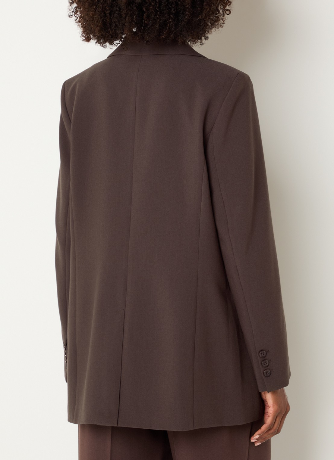Claudia Sträter Oversized blazer met borstzak - achterkant 4 donkerbruin