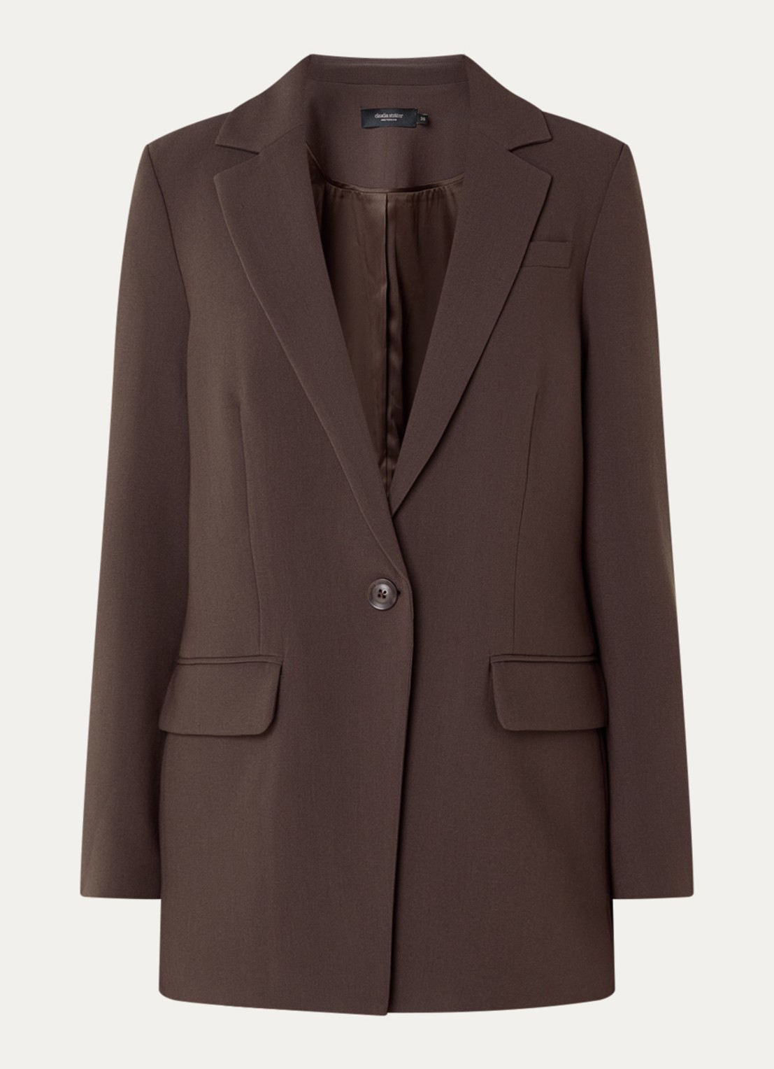 Claudia Sträter Oversized blazer met borstzak - voorkant 2 donkerbruin