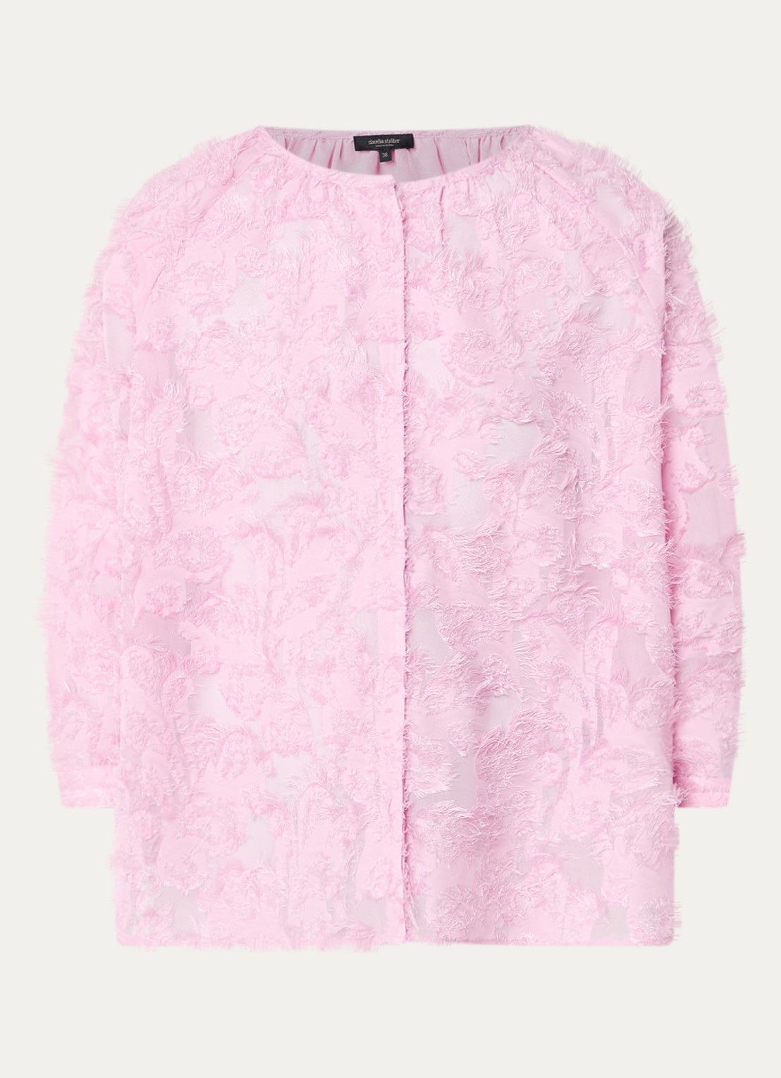 Claudia Sträter Semi-transparante blouse met broderie - voorkant roze