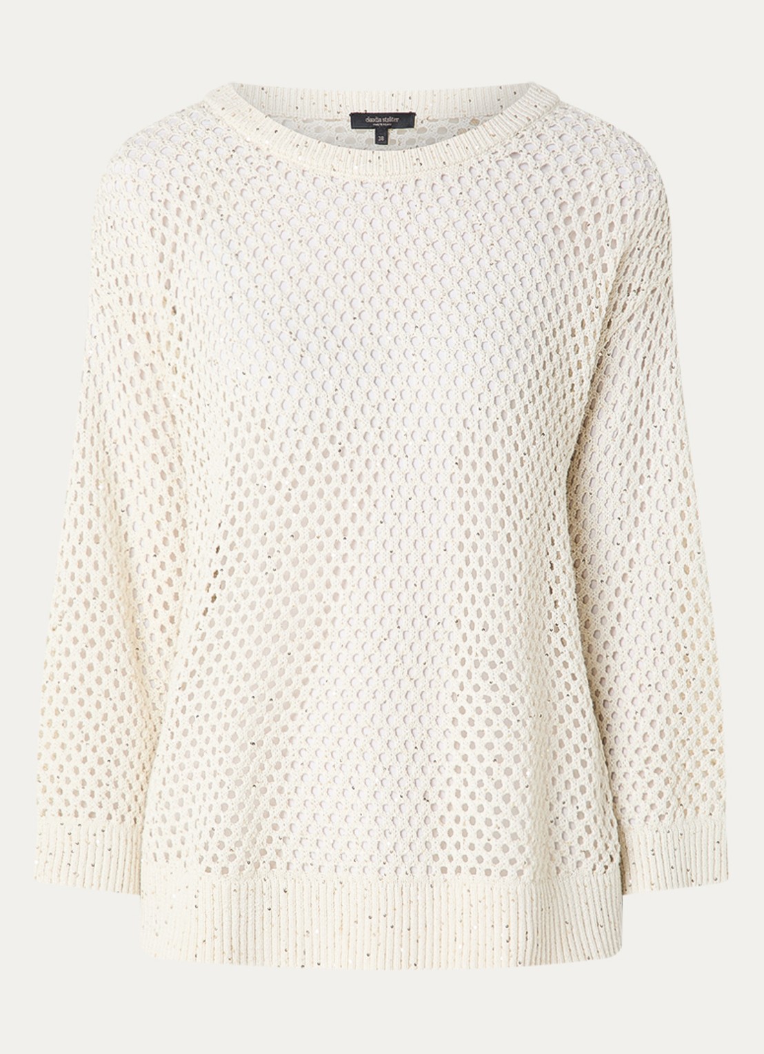 Claudia Sträter Semi-transparante pullover met pailletten - voorkant ivoor