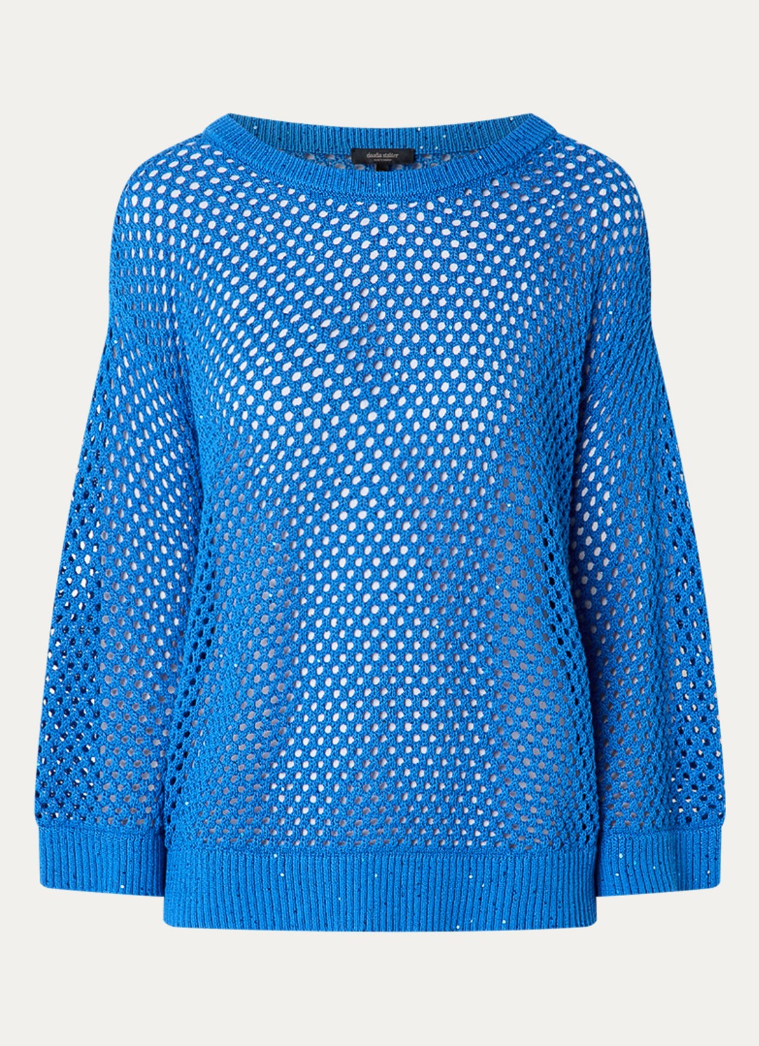 Claudia Sträter Semi-transparante pullover met pailletten - voorkant 2 kobaltblauw