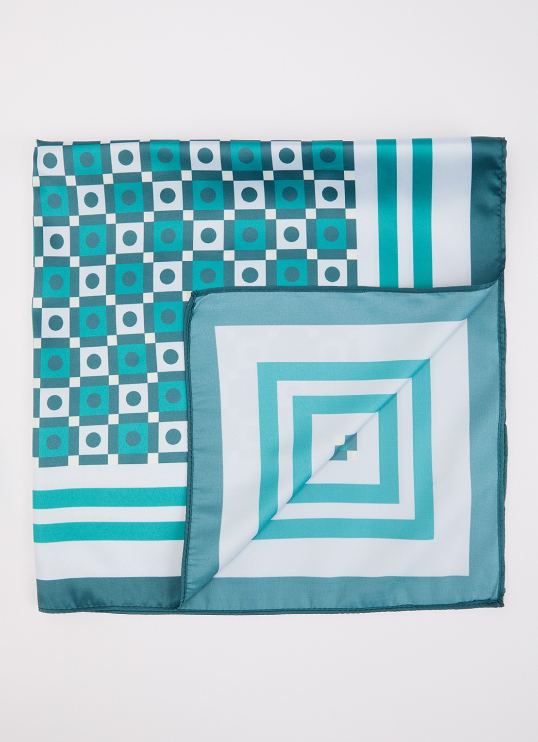 Claudia Sträter Sjaal met print 60 x 60 cm - voorkant zeegroen