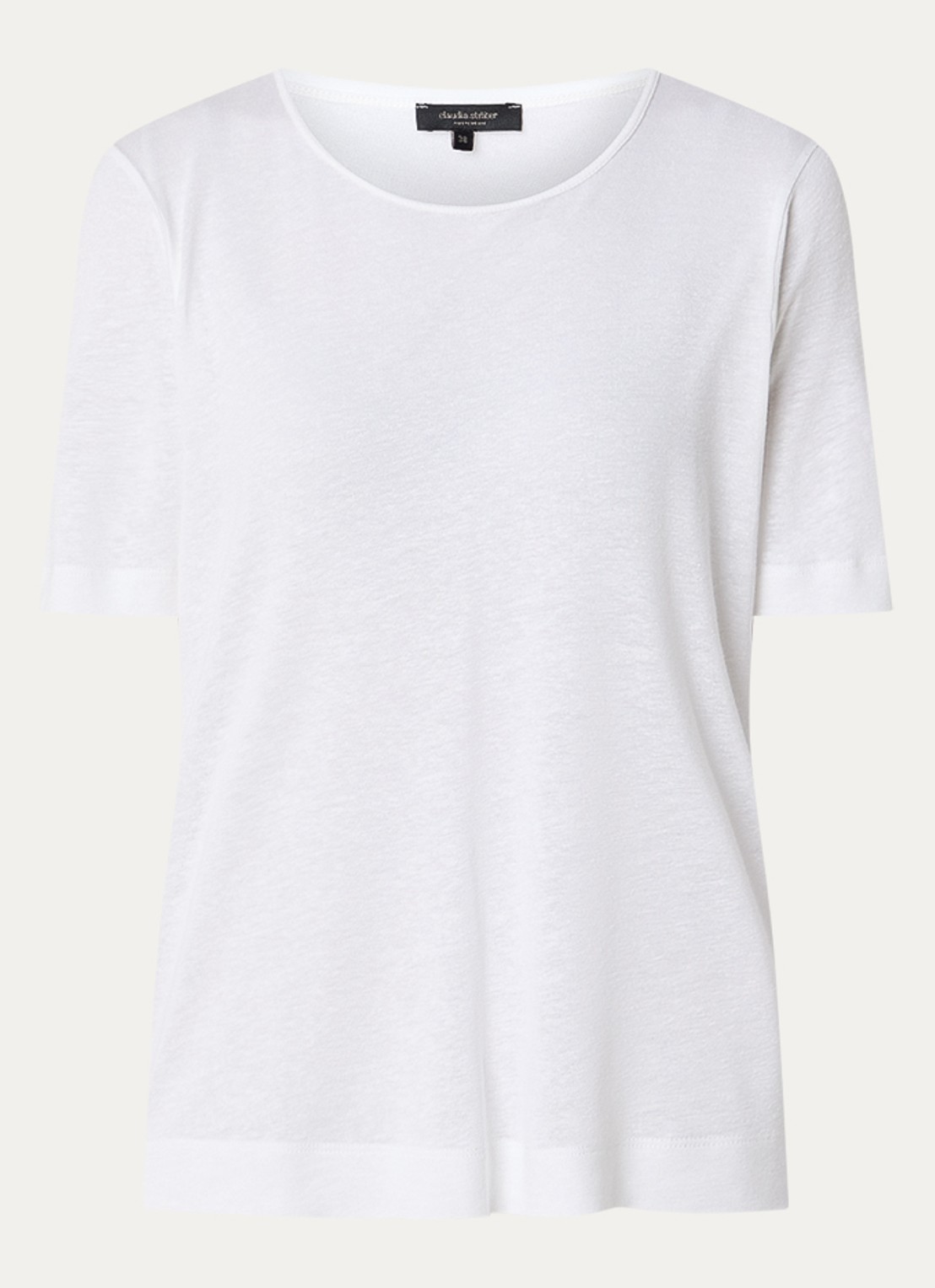 Claudia Sträter T-shirt in linnenblend met V-hals - voorkant 2 wit