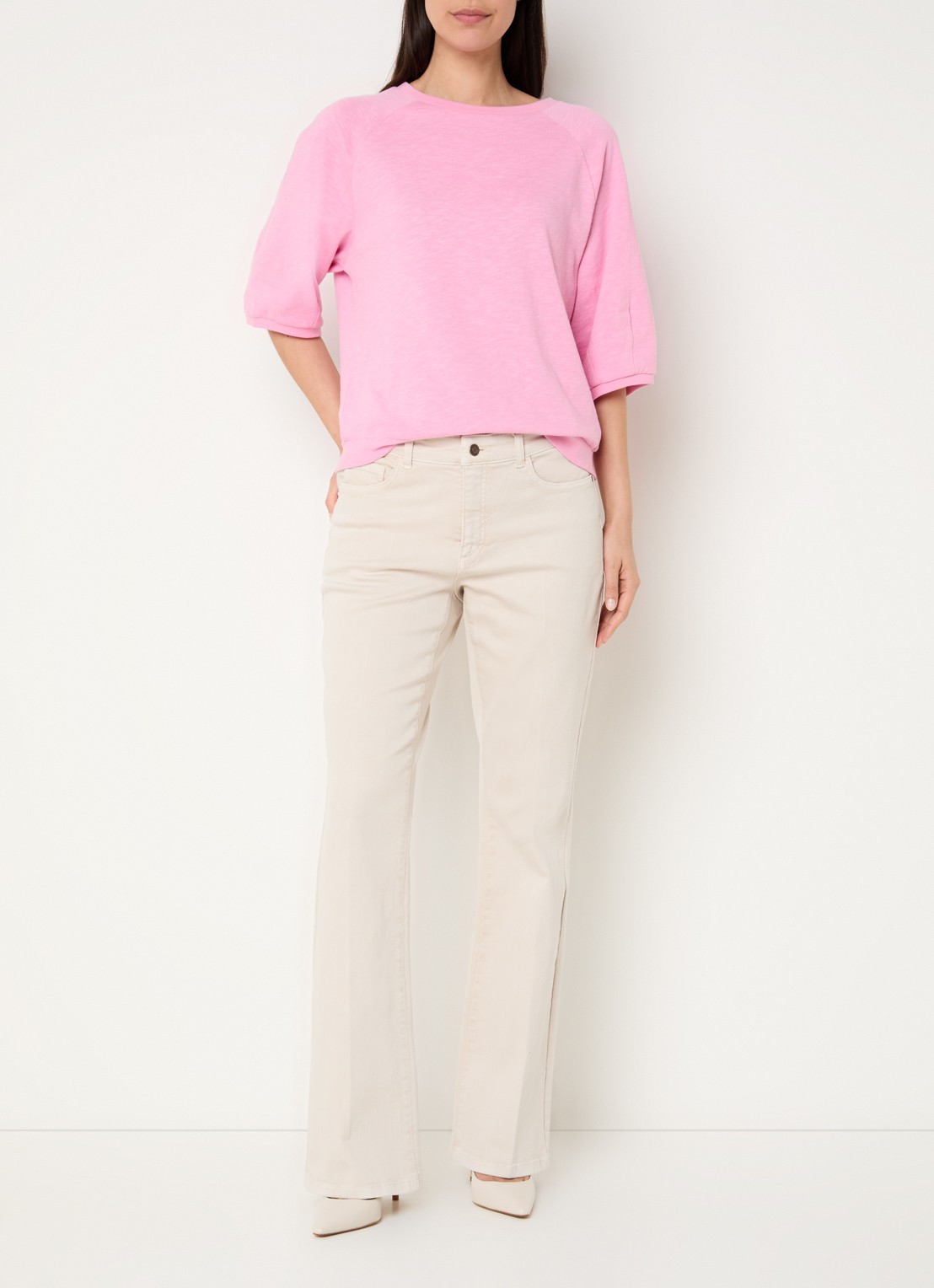 Claudia Sträter T-shirt met boothals - voorkant 3 roze