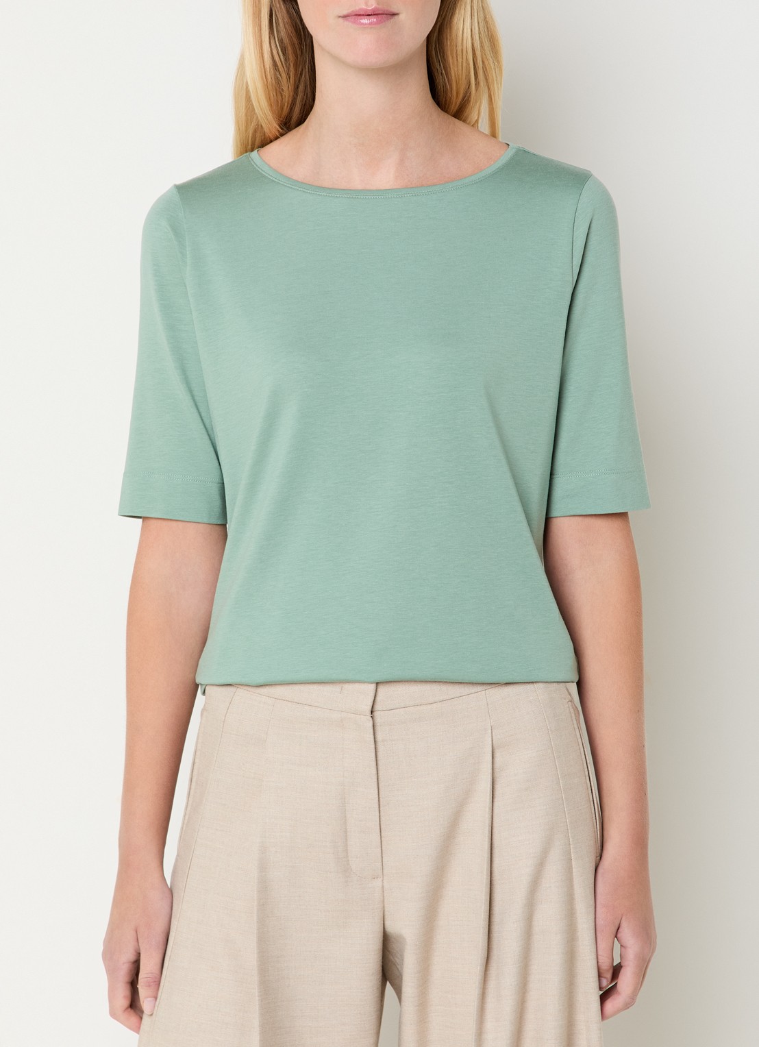 Claudia Sträter T-shirt met boothals - detail 4 groen