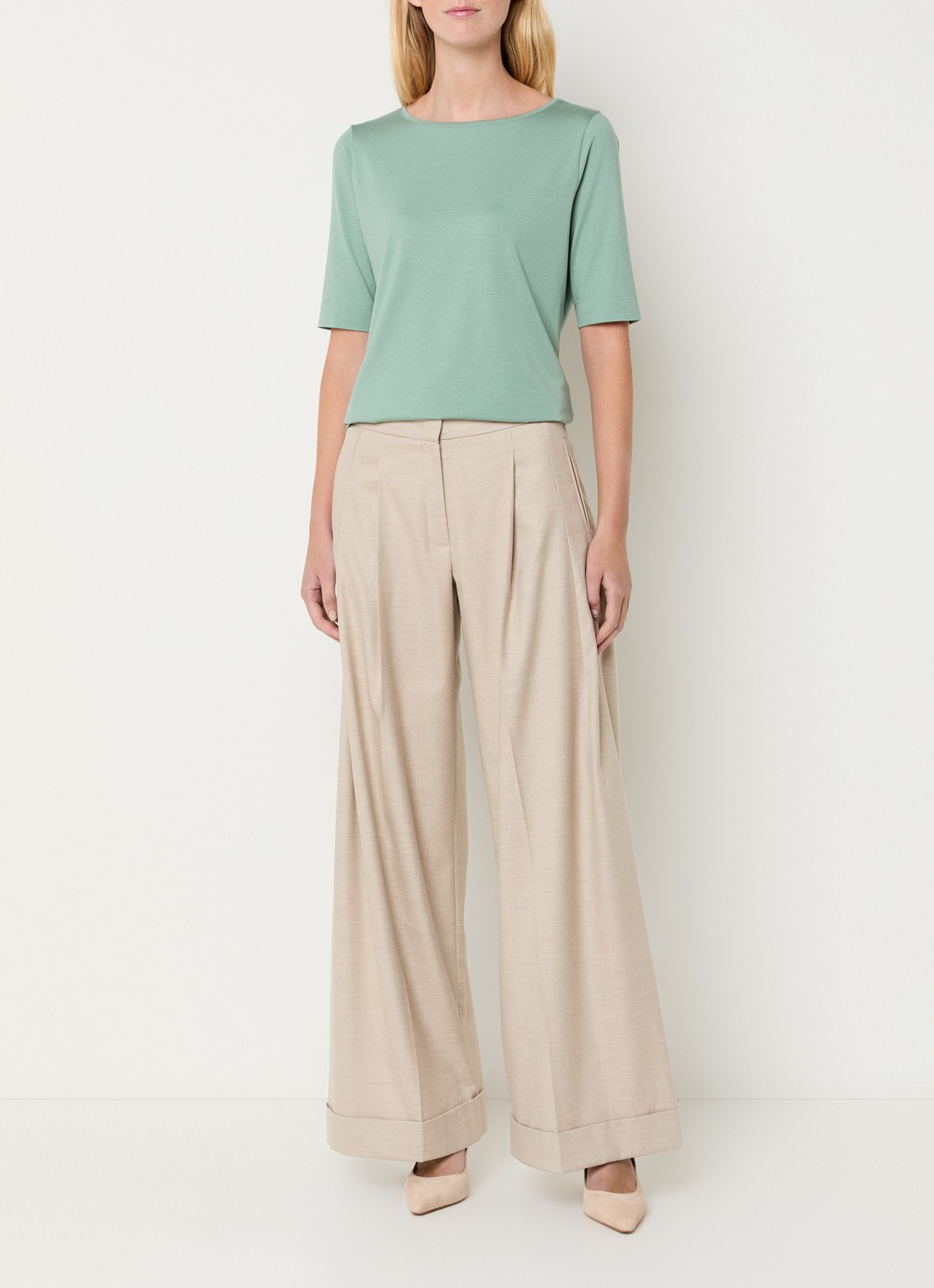 Claudia Sträter T-shirt met boothals - voorkant 2 groen