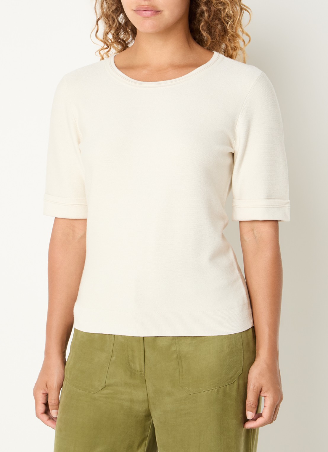 Claudia Sträter T-shirt met boothals - detail gebroken wit