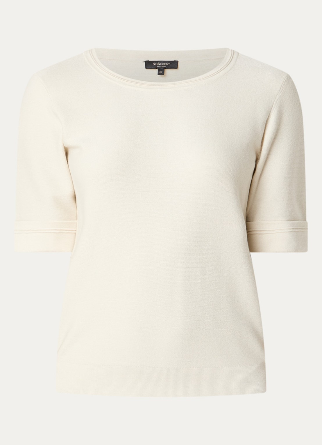 Claudia Sträter T-shirt met boothals - voorkant 2 gebroken wit
