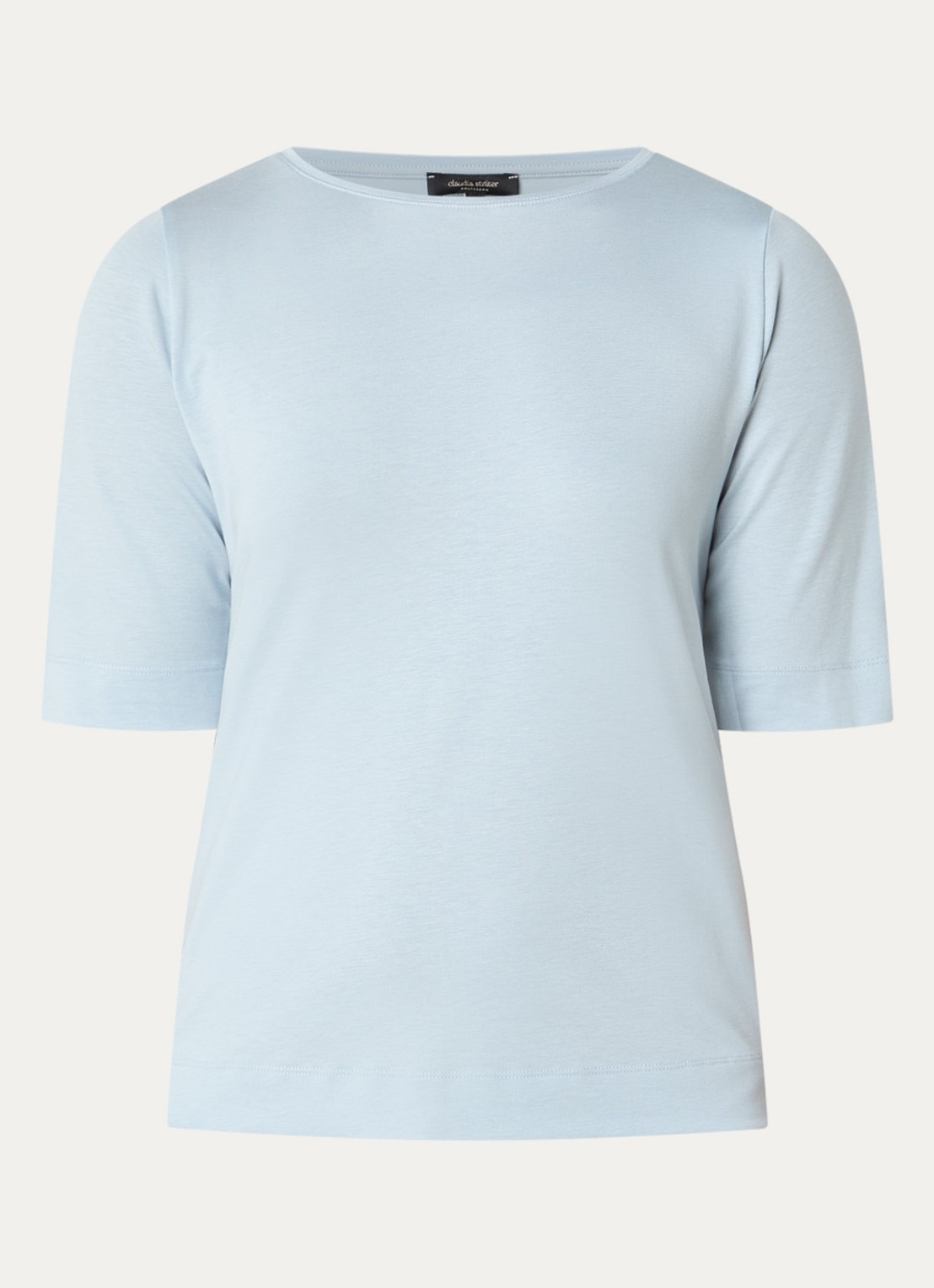 Claudia Sträter T-shirt met boothals - voorkant 3 lichtblauw