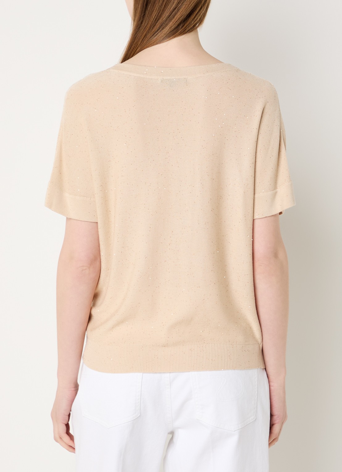 Claudia Sträter T-shirt met pailletten en V-hals - achterkant 3 grijsmele