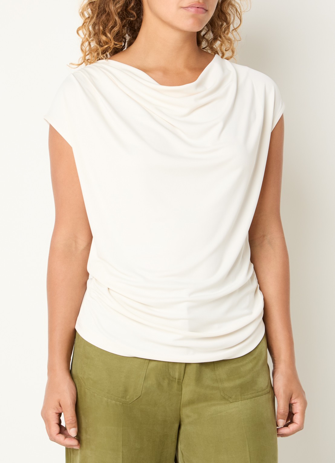 Claudia Sträter T-shirt met ronde hals - detail 3 gebroken wit